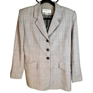 Jones New York Petite Gray Blazer Women's Size 8P Three Buttons, Lined